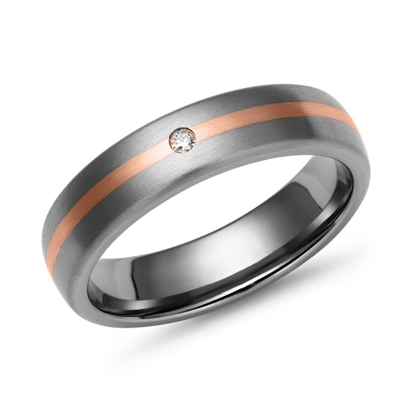 Vielsesring Titanium Rosaguld Med Diamant