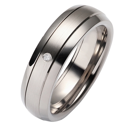 Vielsesring Titanium Palladium Med Diamant